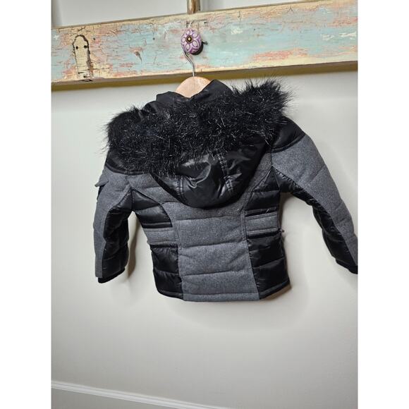 Coogi Gray/Black Wool Blend Hooded Girls Peacoat size 4 - Picture 7 of 13